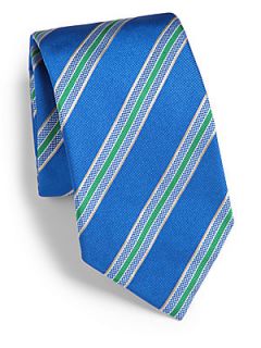  Collection Cave Stripe Silk Tie   Blue