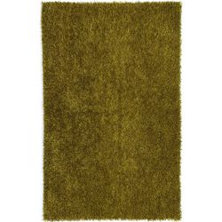Hand tufted Green Shag Polyester Rug (2 X 3)