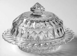 Jeannette Windsor Clear Butter Covered/Round   Clear, Depression Glass