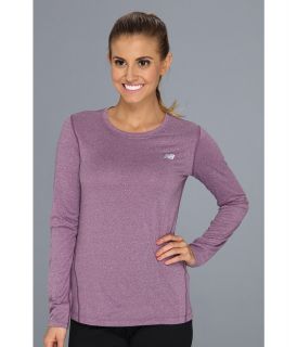 New Balance Heathered Long Sleeve Top Womens Long Sleeve Pullover (Purple)