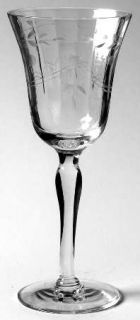 Unknown Crystal Unk1417 Wine Glass   Cut Floral & Swag Design, Bulbous Stem