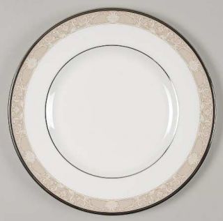 Royal Doulton Abbey Hall Salad Plate, Fine China Dinnerware   Taupe Band, Scroll