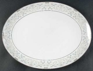 Mikasa Weston 16 Oval Serving Platter, Fine China Dinnerware   Blue Flowers,Gra