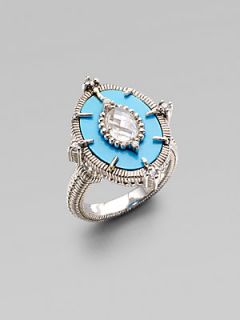 Judith Ripka White Sapphire, Turquoise & Sterling Silver Ring   Blue
