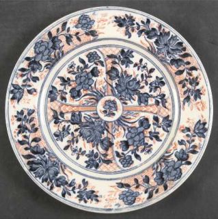 Wedgwood Ningpo (Blue Trim) Luncheon Plate, Fine China Dinnerware   Blue & Red D