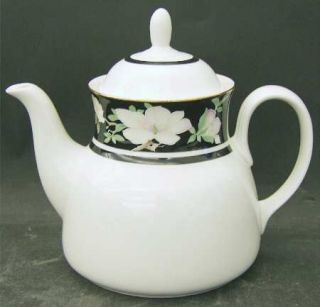 Royal Doulton Intrigue Teapot & Lid, Fine China Dinnerware   Vogue,White/Pink Bl