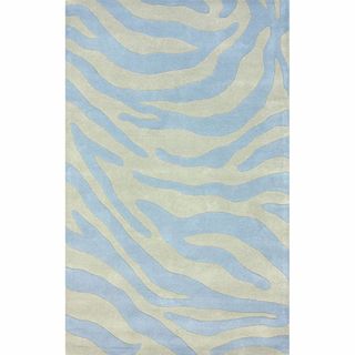 Nuloom Handmade Modern Zebra Blue/ Grey Wool Rug (5 X 8)