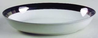  Gemini 10 Oval Vegetable Bowl, Fine China Dinnerware   Black & Plat Bands