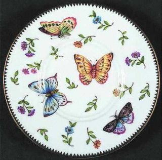 Godinger Primavera Saucer, Fine China Dinnerware   Various Insects&Flowers,Gold
