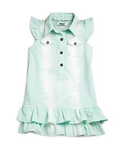 DKNY Toddlers & Little Girls Ruffled Denim Dress   Mint