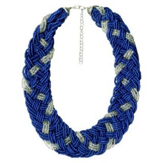 Multi Strand Necklace   Silver/Blue