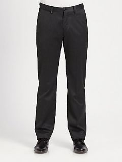 Versace Collection Leather Detail Dress Pants   Dark Grey