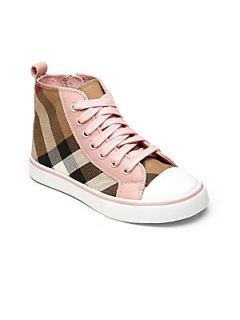 Burberry Little Girls & Girls Check High Top Sneakers   Pale Pink