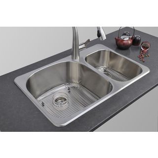 Wells 18 gauge Double Bowl Undermount Stainless Steel Kitchen Sink Package