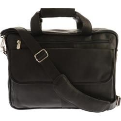 Piel Leather Slim Top Zip Briefcase 3002 Black Leather