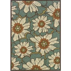 Blue/brown Floral Outdoor Area Rug (67 X 96)