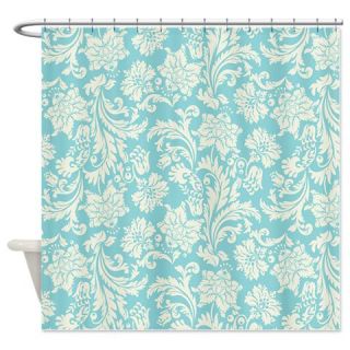  Turquoise and Cream Damask Shower Curtain  Use code FREECART at Checkout