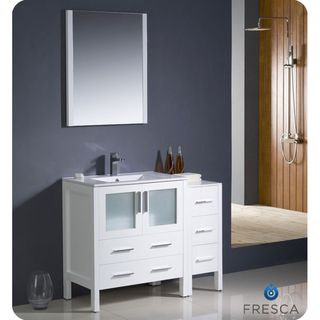 Fresca Torino 42 inch White Modern Bathroom Vanity With Side Cabinet And Undermount Sink