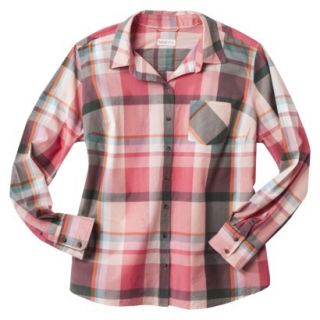 Merona Womens Plus Size Long Sleeve Button Down Shirt   Extra Pink 1