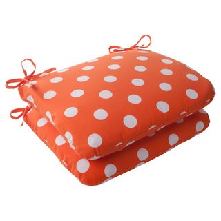Pillow Perfect Orange Polka Dot Indoor/outdoor Spun polyester Seat Cushions (set Of 2) (Orange/ white Closure Sewn seam closureSuitable for indoor or outdoor use UV protective Weather resistant Care instructions Spot clean Dimensions 18 inches long x 1