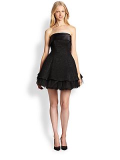 By Malene Birger Maanika Strapless Fit & Flare Tulle Dress   Black