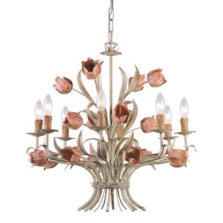 Crystorama Southport Chandelier   24W in. Sage & Rose Multicolor   4808 SR