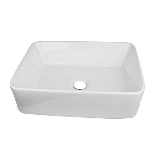 19 inch White Rectangular Bathroom Vessel Sink With No Overflow