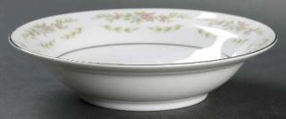 Wyndham Janice Rim Fruit/Dessert (Sauce) Bowl, Fine China Dinnerware   Pink & Bl