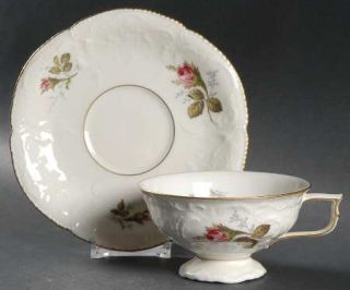 Rosenthal   Continental Moss Rose (Sanssouci, Ivory) Footed Cup & Saucer Set, Fi