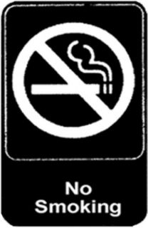 Update International No Smoking Sign   6x9 White on Black