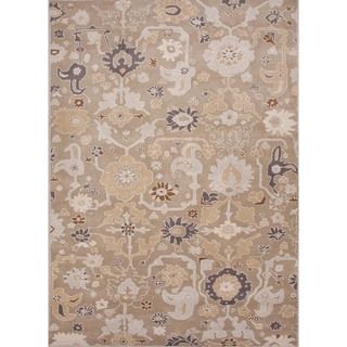 Hand tufted Transitional Floral Gray Wool Rug (36 X 56)