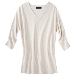 Mossimo Womens 3/4 Sleeve V Neck Value Sweater   Oatmeal Heather XL