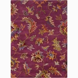Mandara Hand tufted Purple Floral Wool Rug (7 X 10)