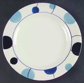 Sakura Waterfall Dinner Plate, Fine China Dinnerware   Blue Dots On Rim; Blue Ve