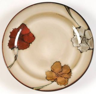 Mikasa Poppies Dinner Plate, Fine China Dinnerware   Gourmet Basics,Brown Band,F