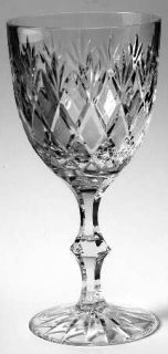 Unknown Crystal Unk6519 Water Goblet   Clear,Cut,Fan,Cross Hatch,Multisided Stm