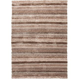 Hand woven Shags Abstract Pattern Brown Rug (5 X 8)