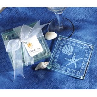 Shell and Starfish Glass Coasters (Set of 12)
