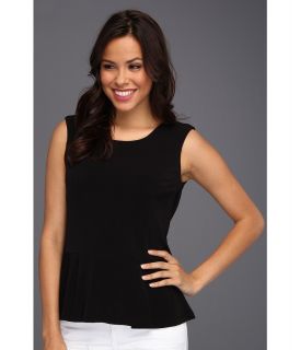 Calvin Klein Solid Peplum Top Womens Short Sleeve Knit (Black)