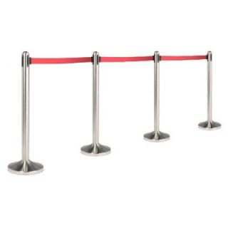 American Metalcraft Portable Barrier System w/ Retractable Black Tape, Stainless