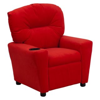 Flash Furniture Microfiber Kids Recliner with Cup Holder   Red Multicolor   BT 