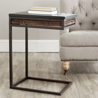 Safavieh Tadley Wicker Accent Tea Side Table (Dark brownMaterials Wood, wicker, ironFinish Dark brownDimensions 27.6 inches high x 20.9 inches wide x 14.6 inches deepChairs arrives fully assembled )
