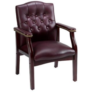Boss Office Products Leather Guest Chair with Brass Head Nail Trim B969 XX Le