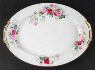 Noritake Gardena 16 Oval Serving Platter, Fine China Dinnerware   Pink,Red,Whit