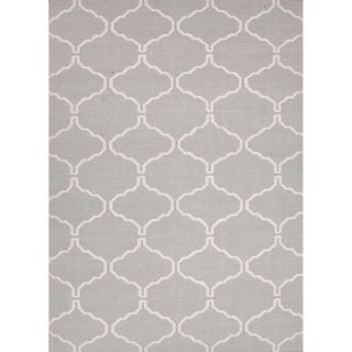 Handmade Flat Weave Moroccan Pattern Grey/ White Rug (36 X 56)