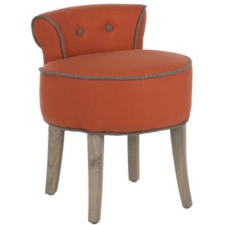 Safavieh Georgia Orange Vanity Stool (OrangeMaterials Birch wood and linen fabricSeat dimensions 22.4 inches wide x 19.7 inches deepSeat height 18 inchesDimensions 22.8 inches high x 17.9 inches wide x 19 inches deepThis product will ship to you in 1 