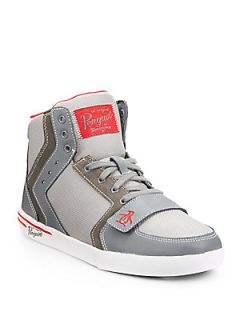 Moby High Top Leather Sneakers   Grey