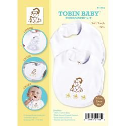 Tobin Baby Monkey Soft Touch Bibs Embroidery Kit set Of 2