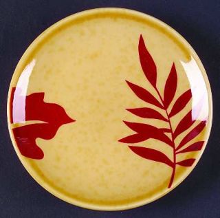 Tabletops Unlimited Sunset Palm Canape Plate, Fine China Dinnerware   Red Leaves