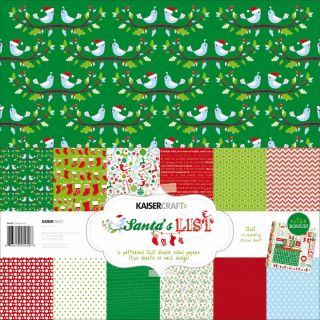 Santas List Paper Pack 12 X12  6 Double sided Designs/2 Each + Stickers